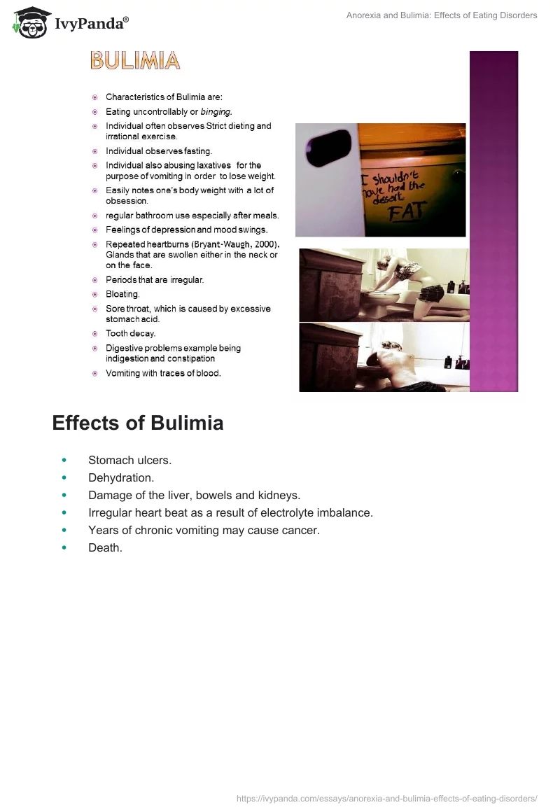 Anorexia and Bulimia: Effects of Eating Disorders. Page 4