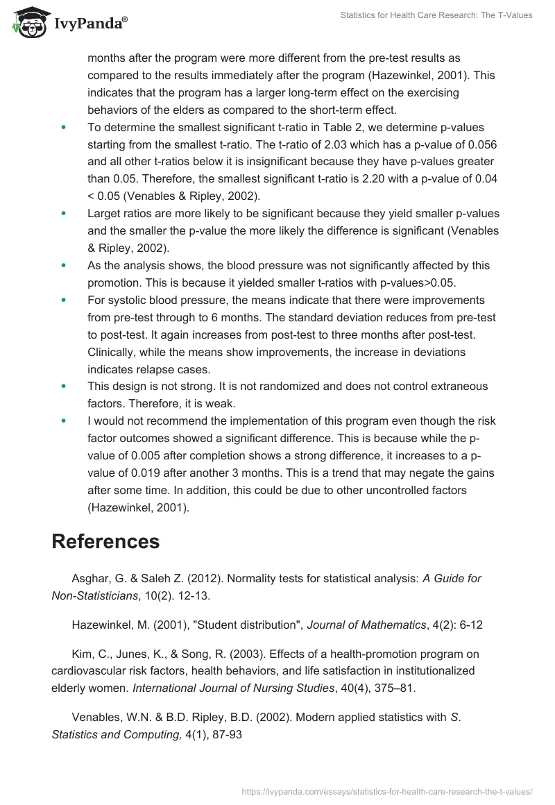 Statistics for Health Care Research: The T-Values. Page 2