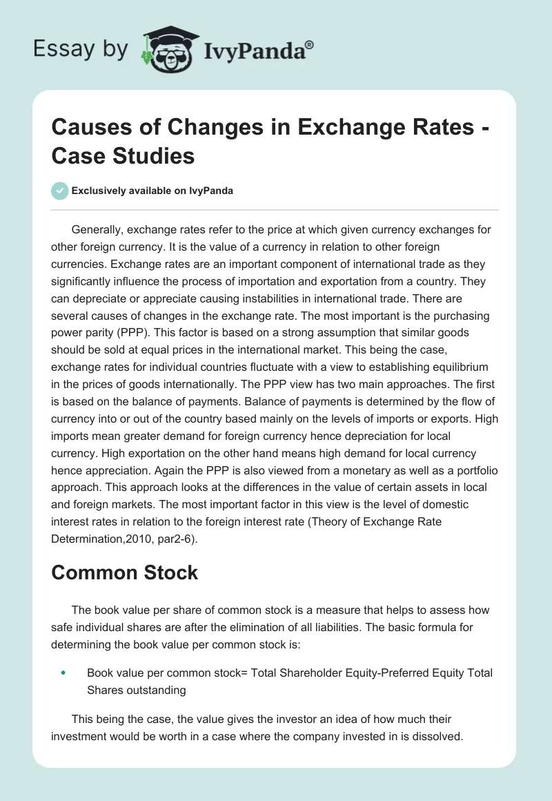 Causes of Changes in Exchange Rates - Case Studies. Page 1