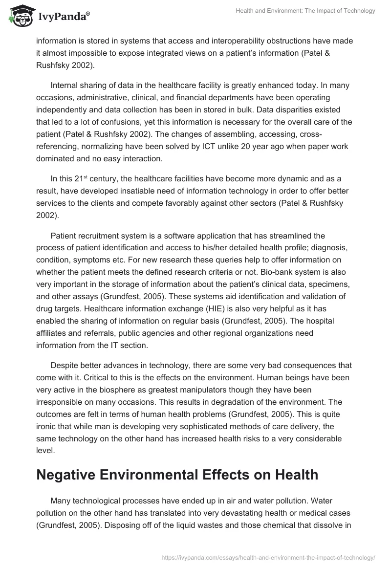 Health and Environment: The Impact of Technology. Page 3