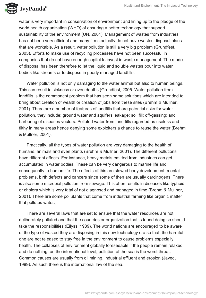 Health and Environment: The Impact of Technology. Page 4