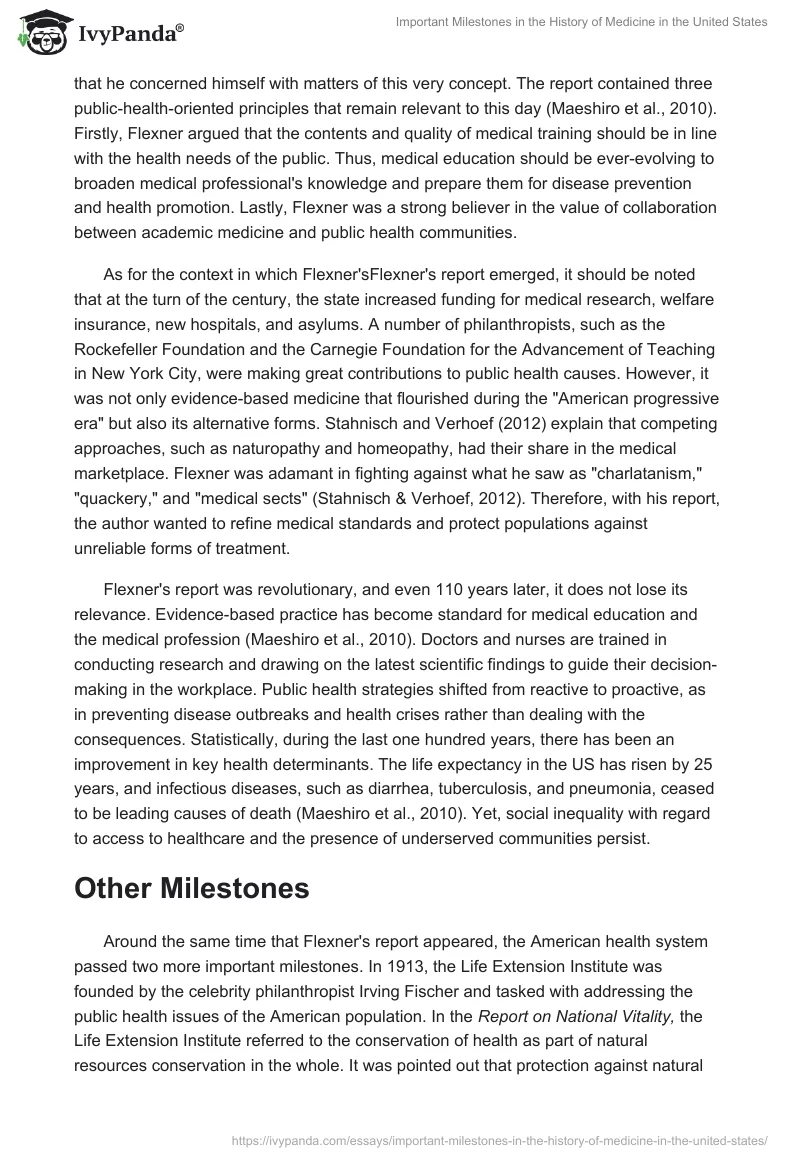 Important Milestones in the History of Medicine in the United States. Page 2