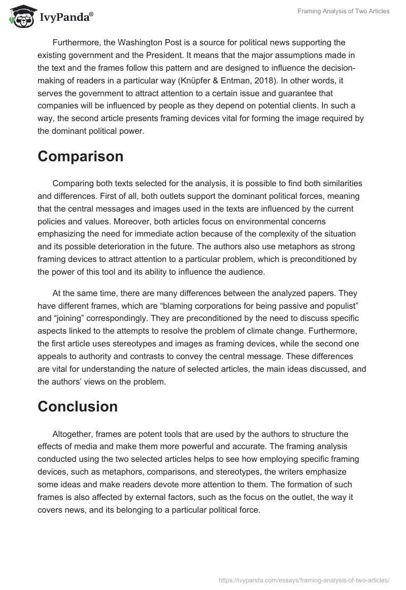 Framing Analysis of Two Articles. Page 4