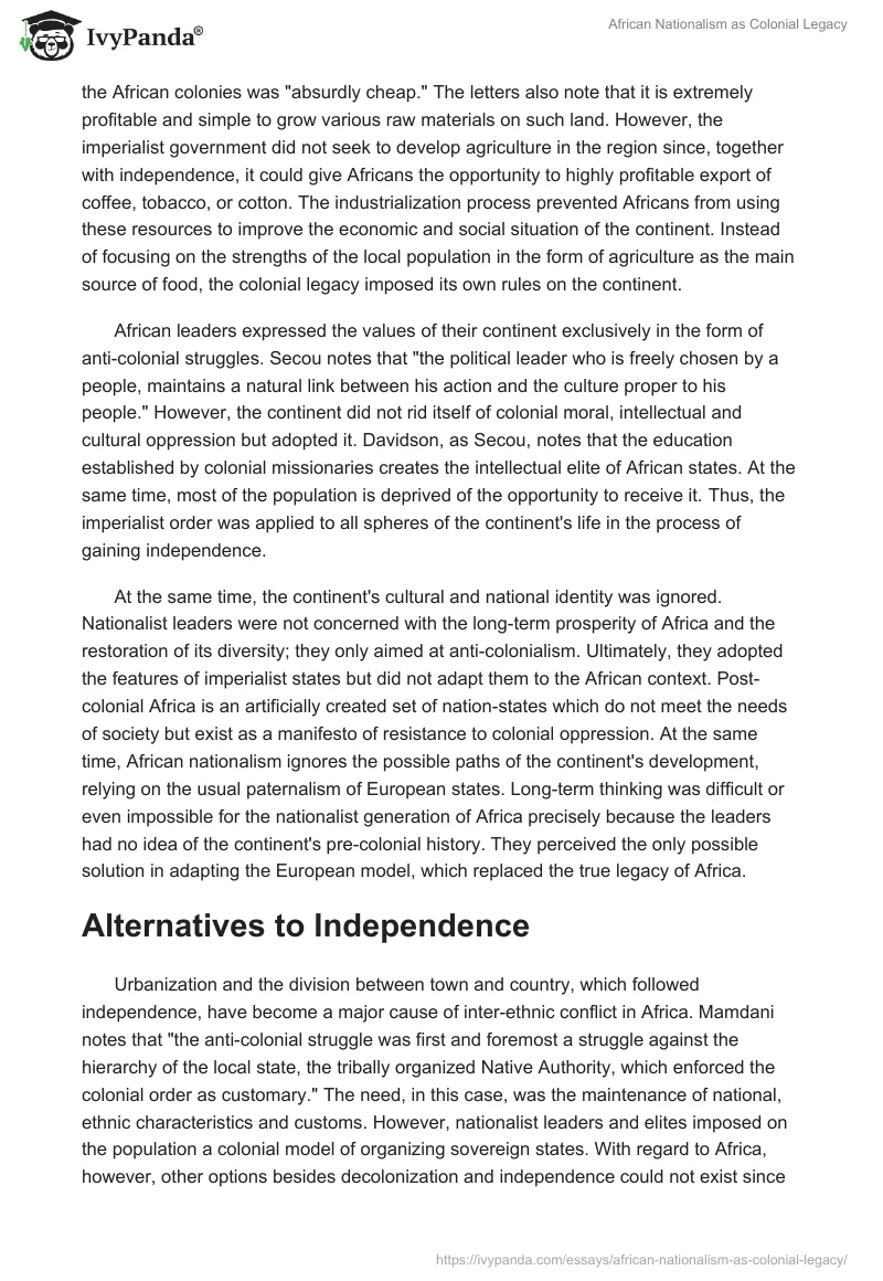 African Nationalism as Colonial Legacy. Page 3