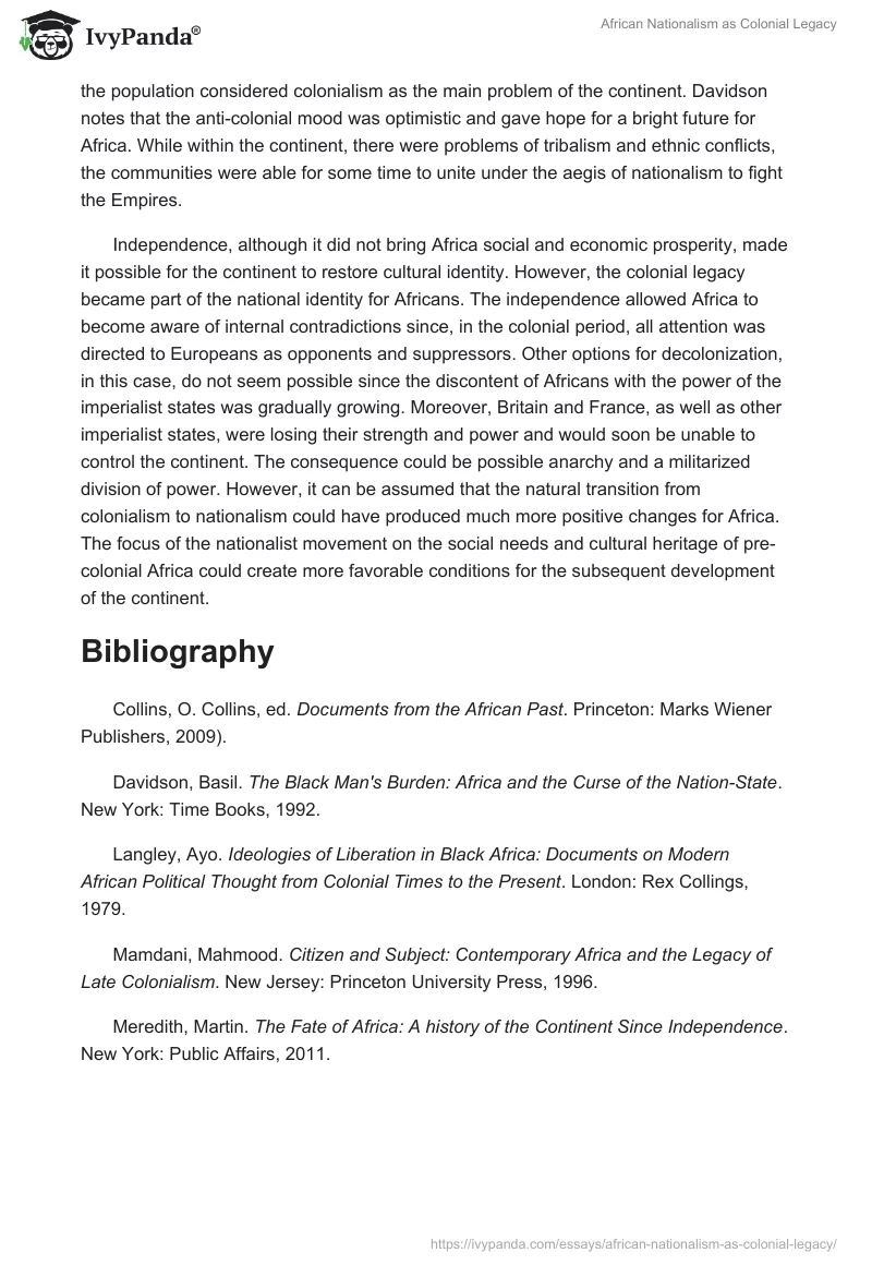 African Nationalism as Colonial Legacy. Page 4
