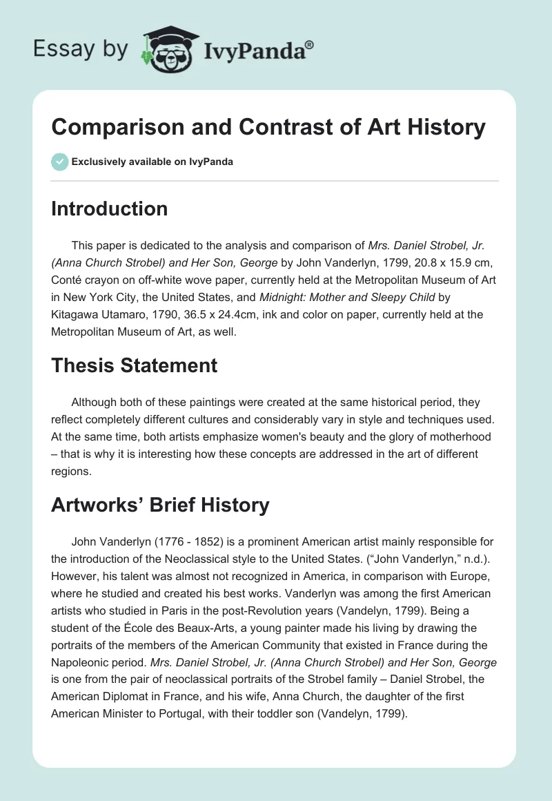 Comparison and Contrast of Art History. Page 1
