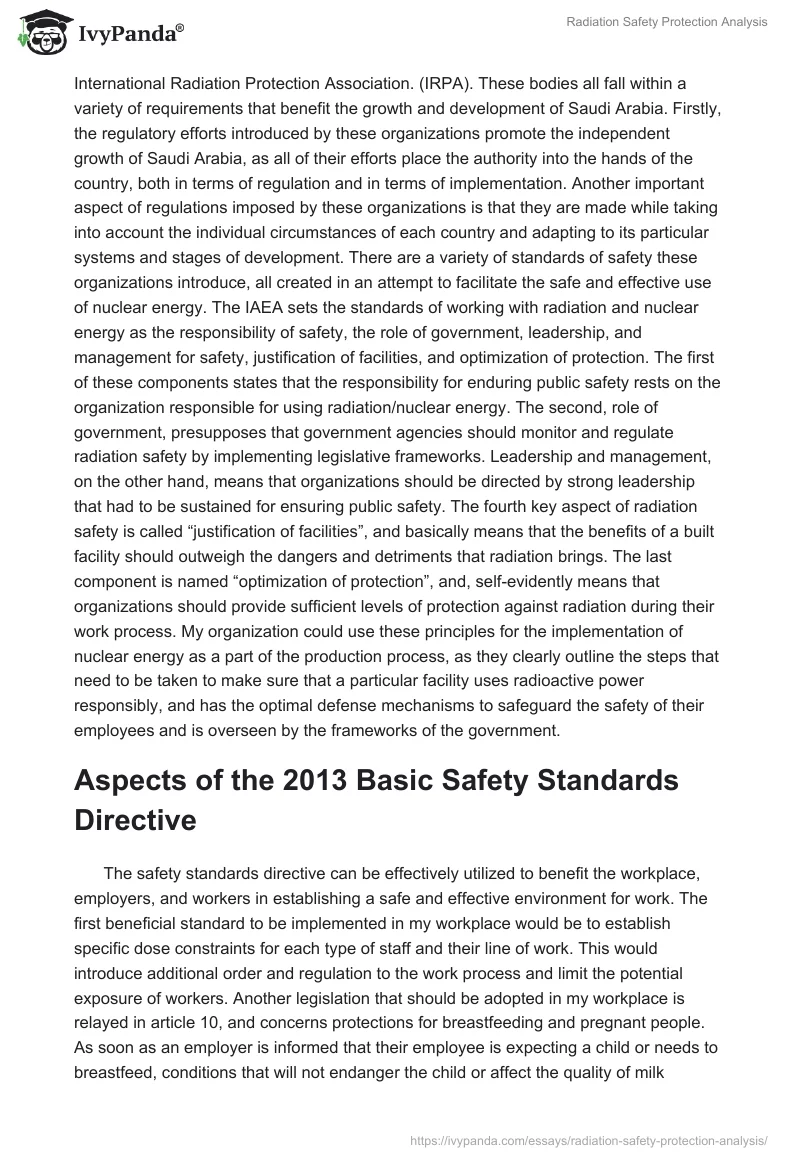 Radiation Safety Protection Analysis. Page 2