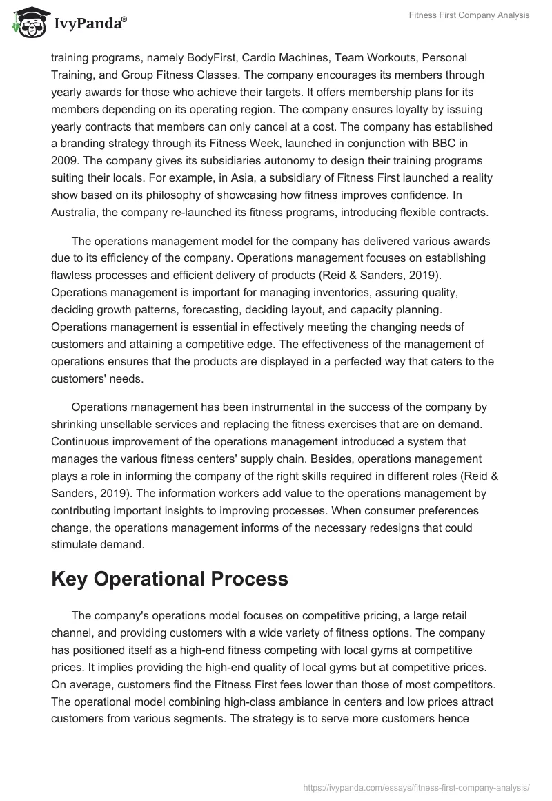 Fitness First Company Analysis. Page 2