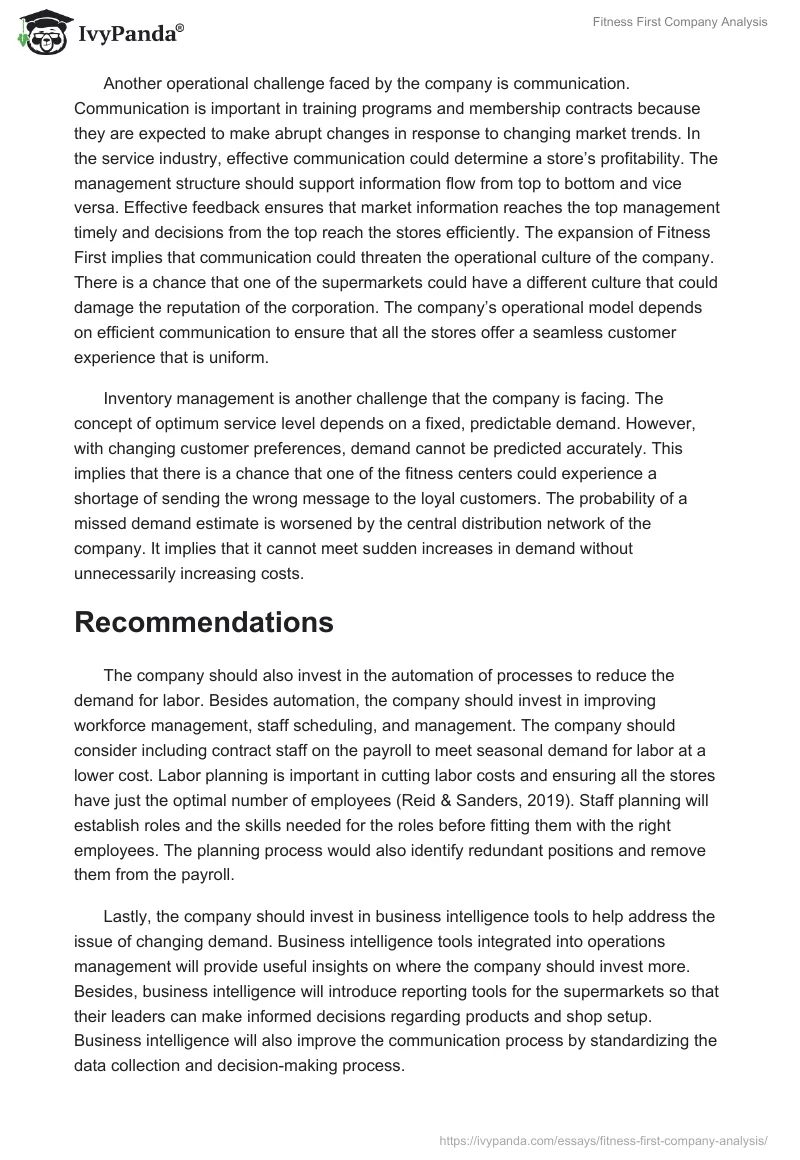 Fitness First Company Analysis. Page 5