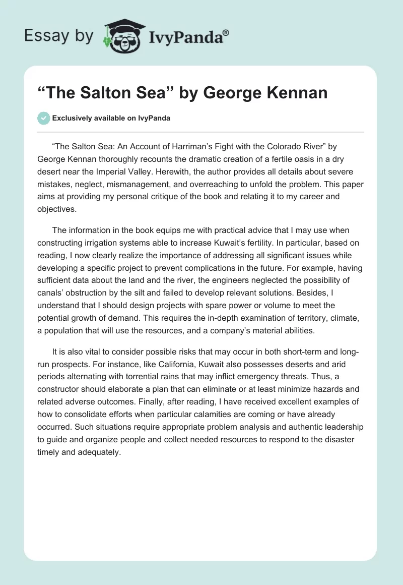 “The Salton Sea” by George Kennan. Page 1