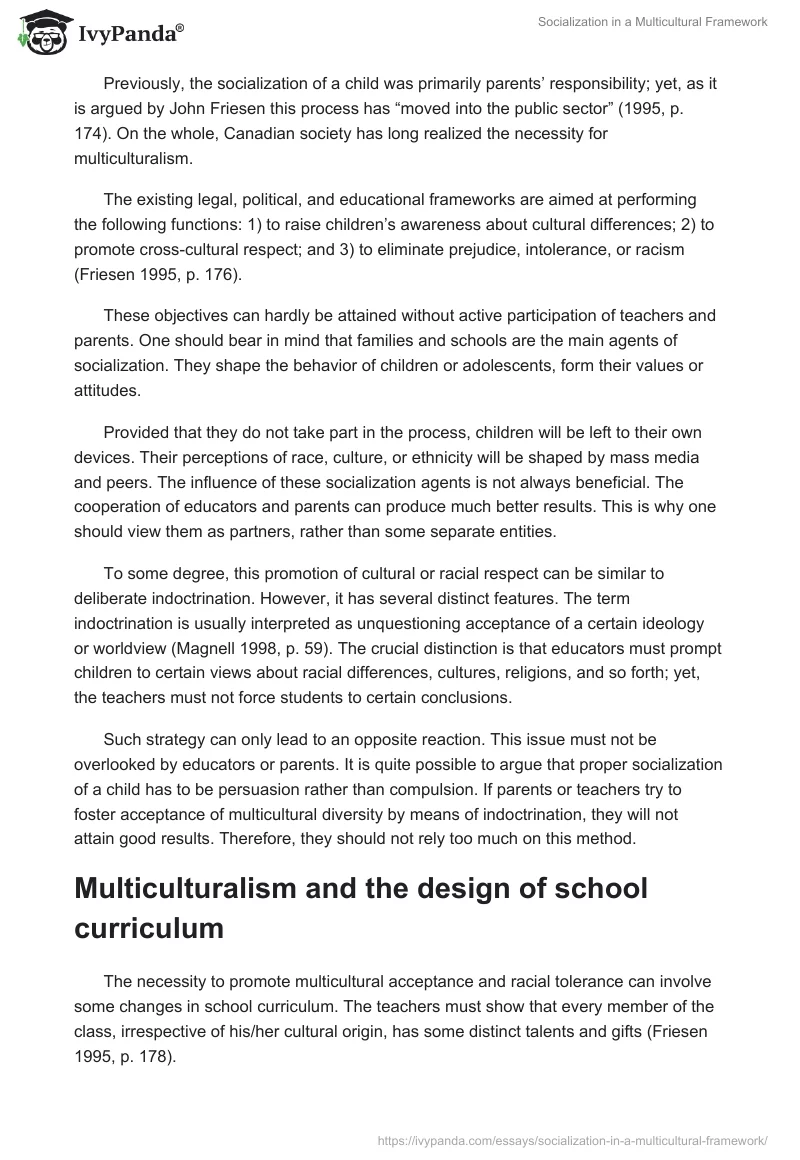 Socialization in a Multicultural Framework. Page 2
