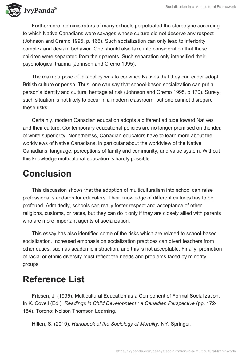Socialization in a Multicultural Framework. Page 5