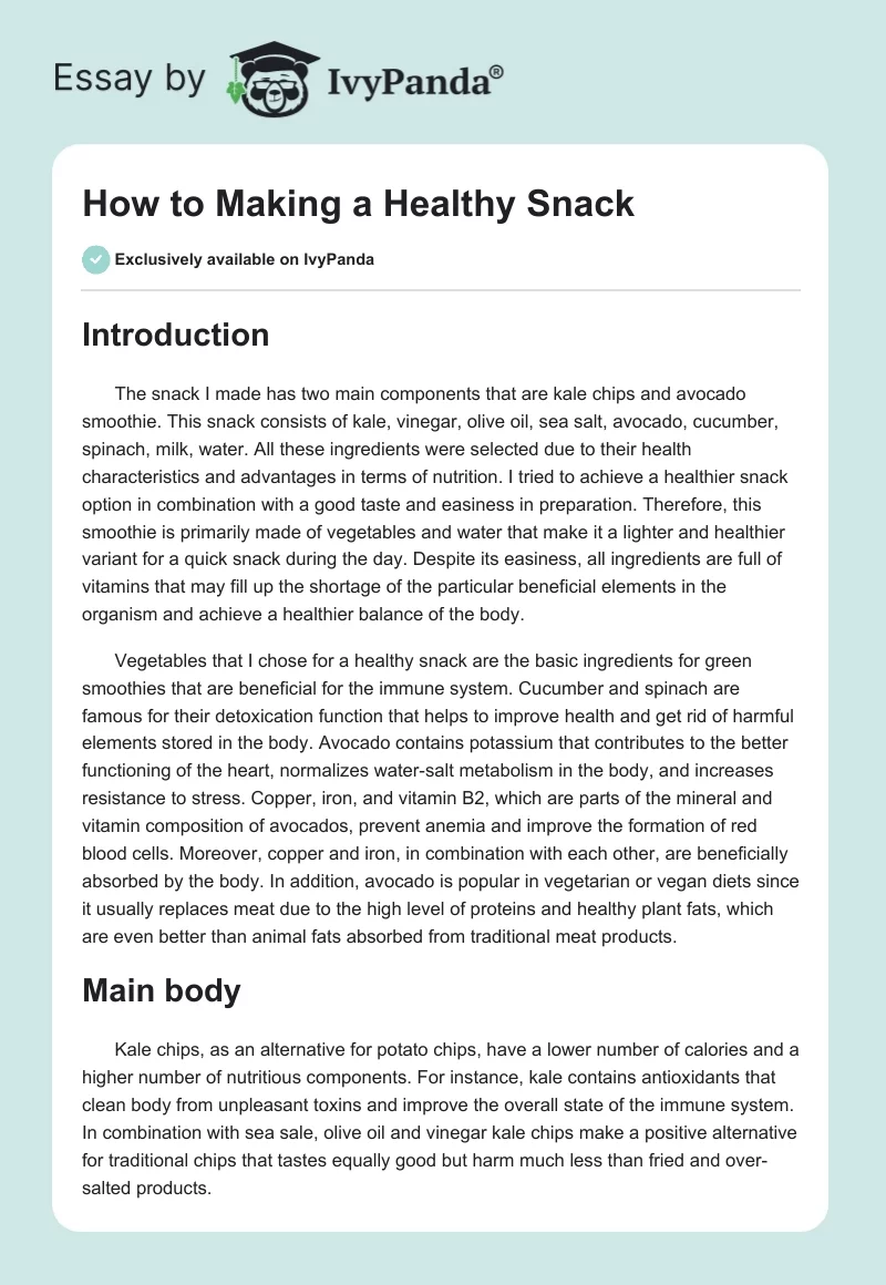 How to Making a Healthy Snack. Page 1