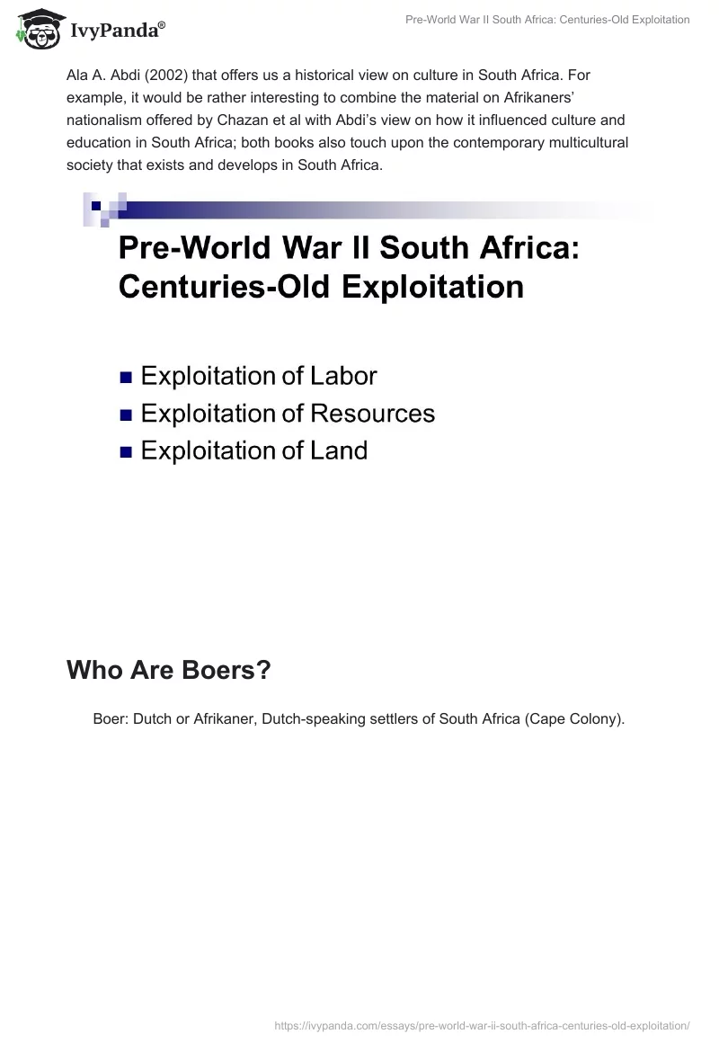 Pre-World War II South Africa: Centuries-Old Exploitation. Page 3