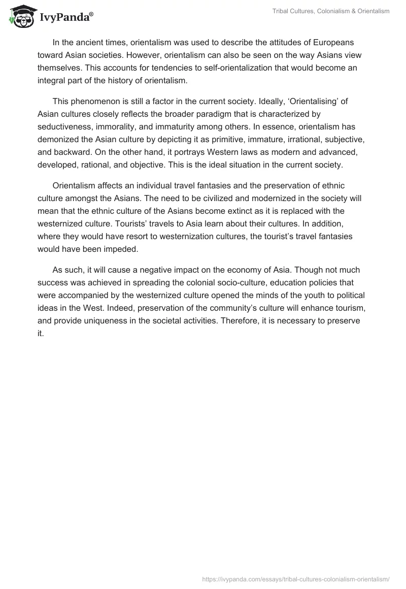 Tribal Cultures, Colonialism & Orientalism. Page 2