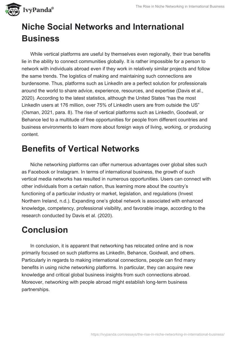 The Rise in Niche Networking in International Business. Page 2