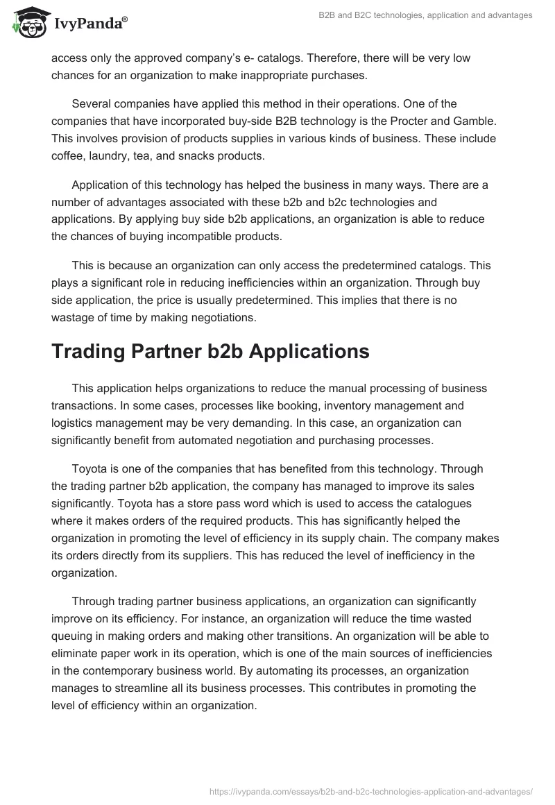 B2B and B2C technologies, application and advantages. Page 2