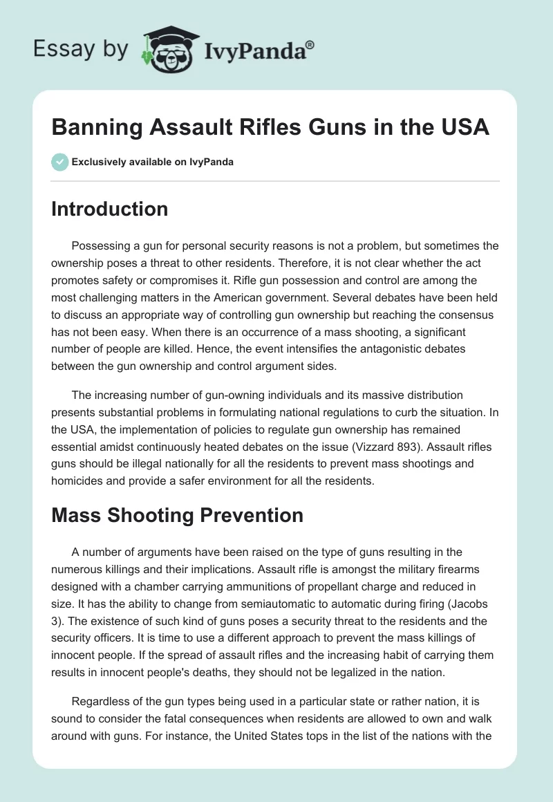 Banning Assault Rifles Guns in the USA. Page 1