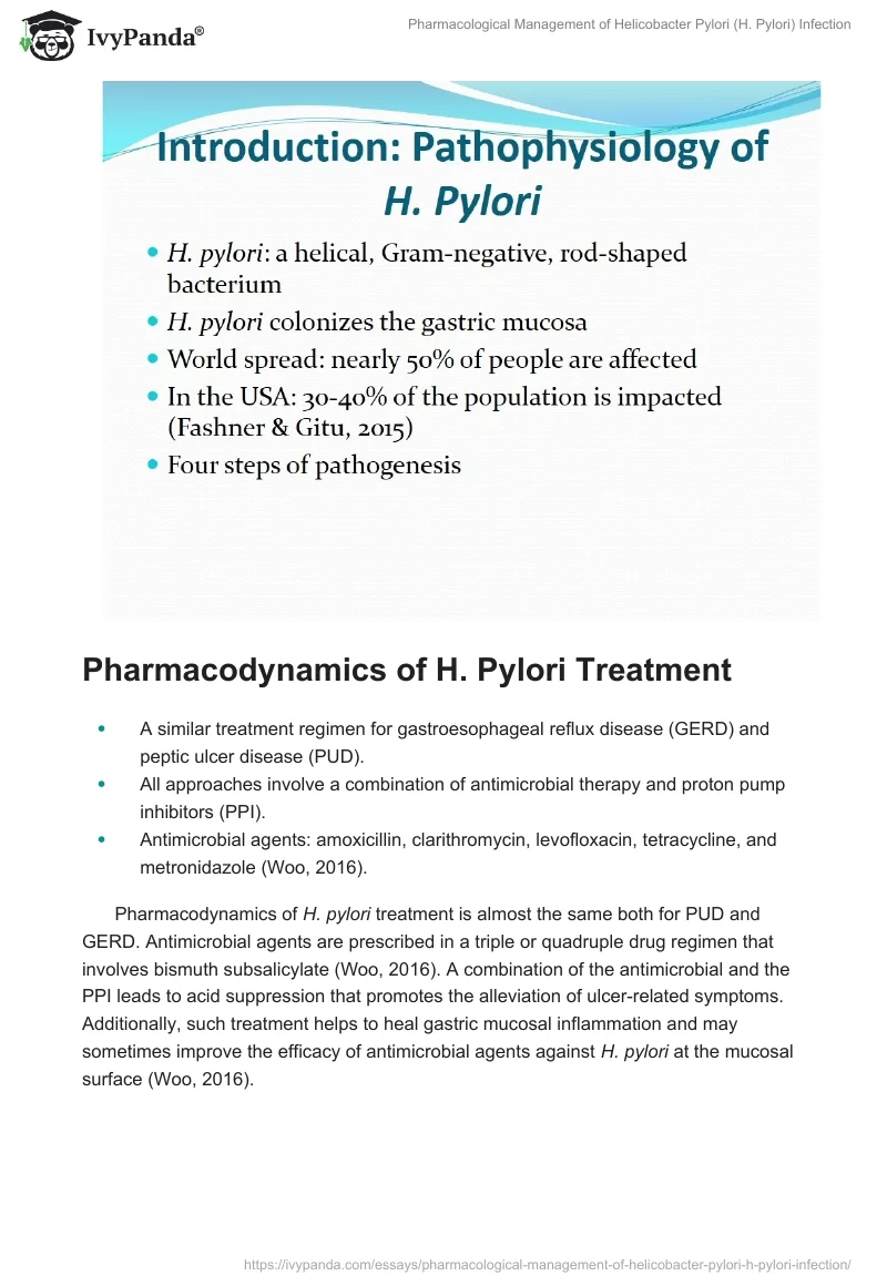 Pharmacological Management of Helicobacter Pylori (H. Pylori) Infection. Page 2