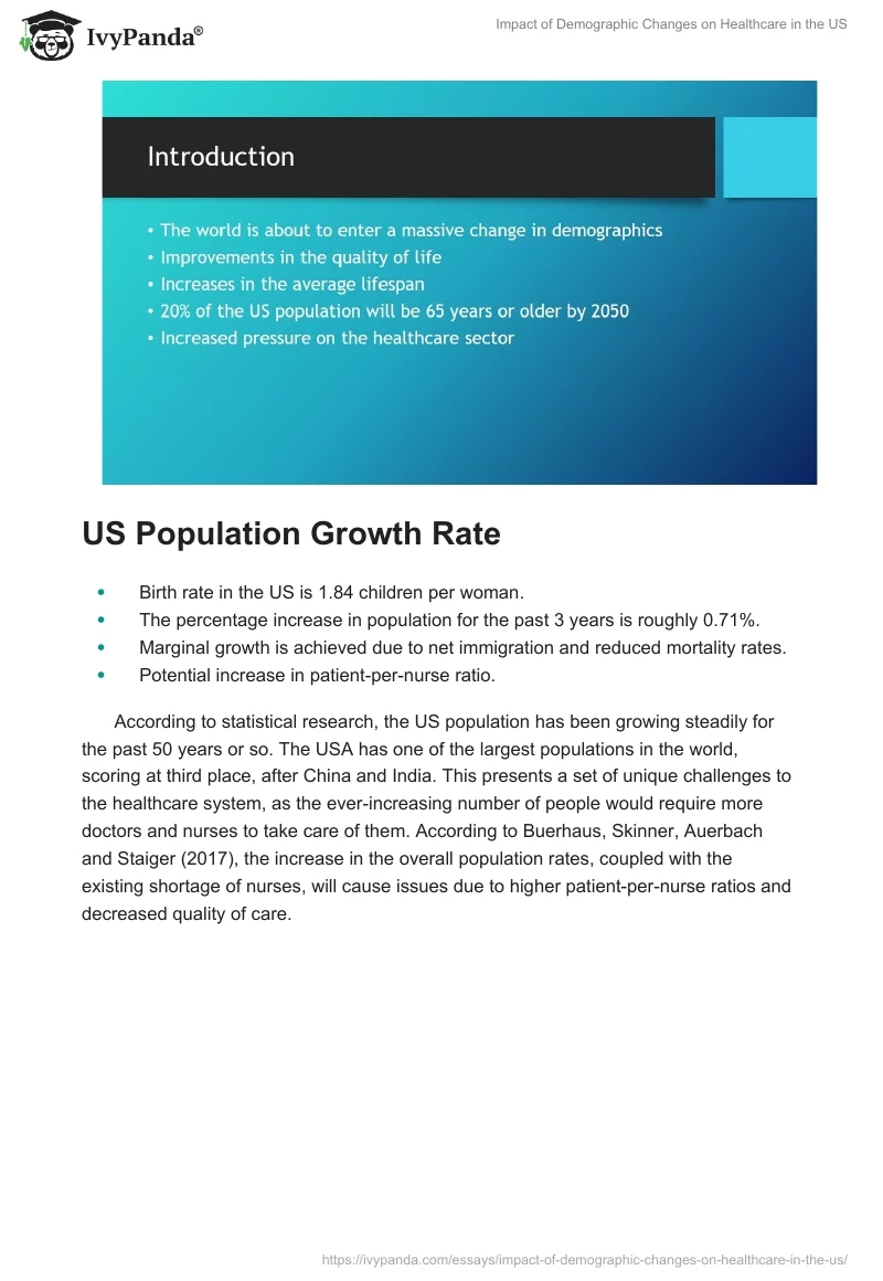 Impact of Demographic Changes on Healthcare in the US. Page 2