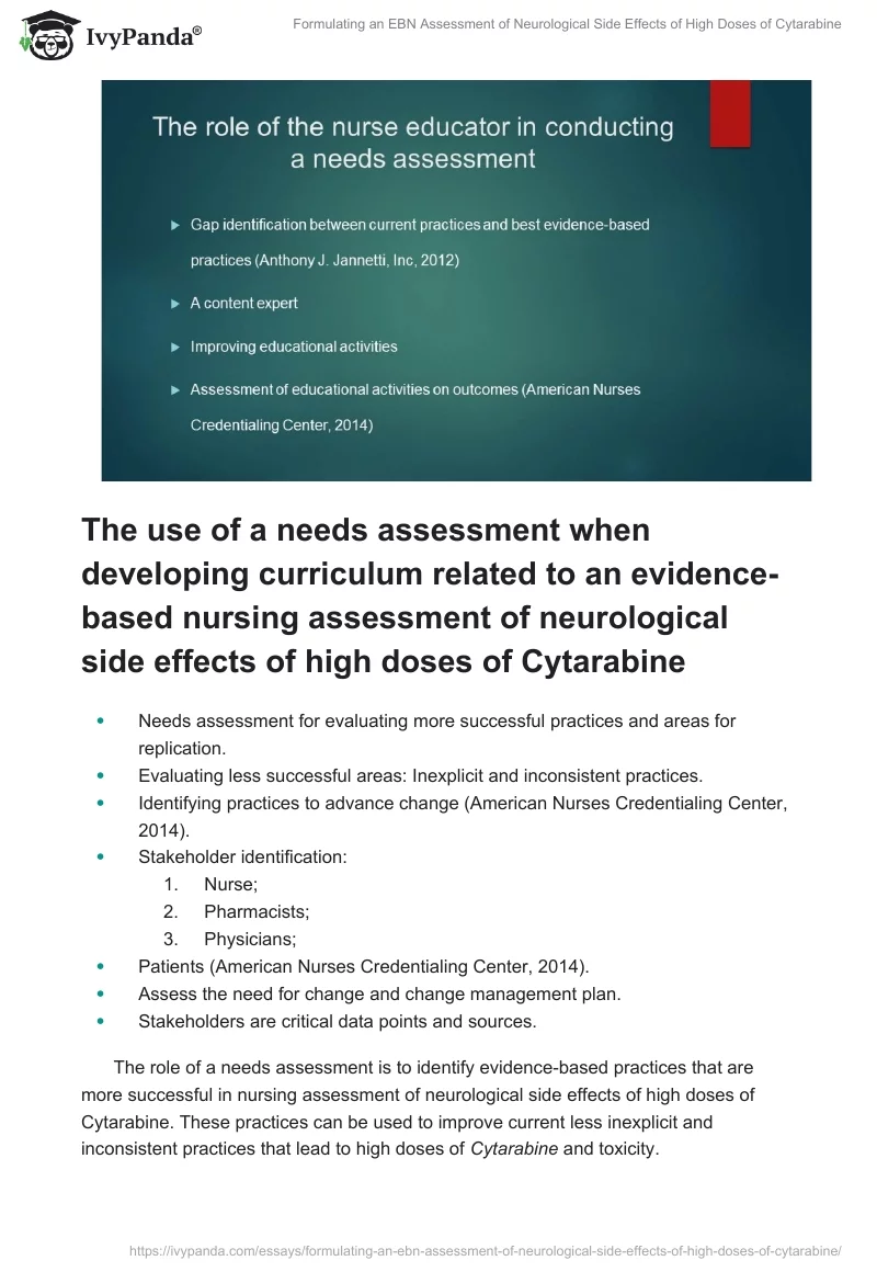 Formulating an EBN Assessment of Neurological Side Effects of High Doses of Cytarabine. Page 3