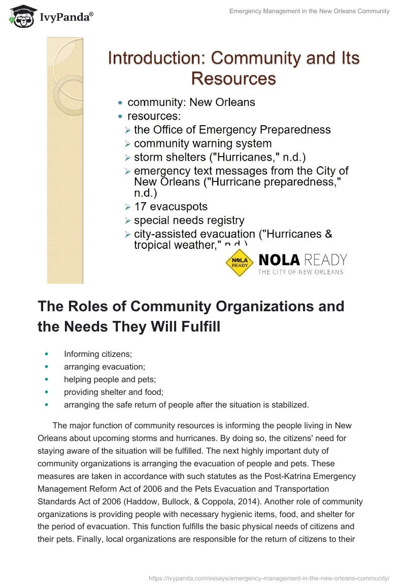 Emergency Management in the New Orleans Community. Page 2