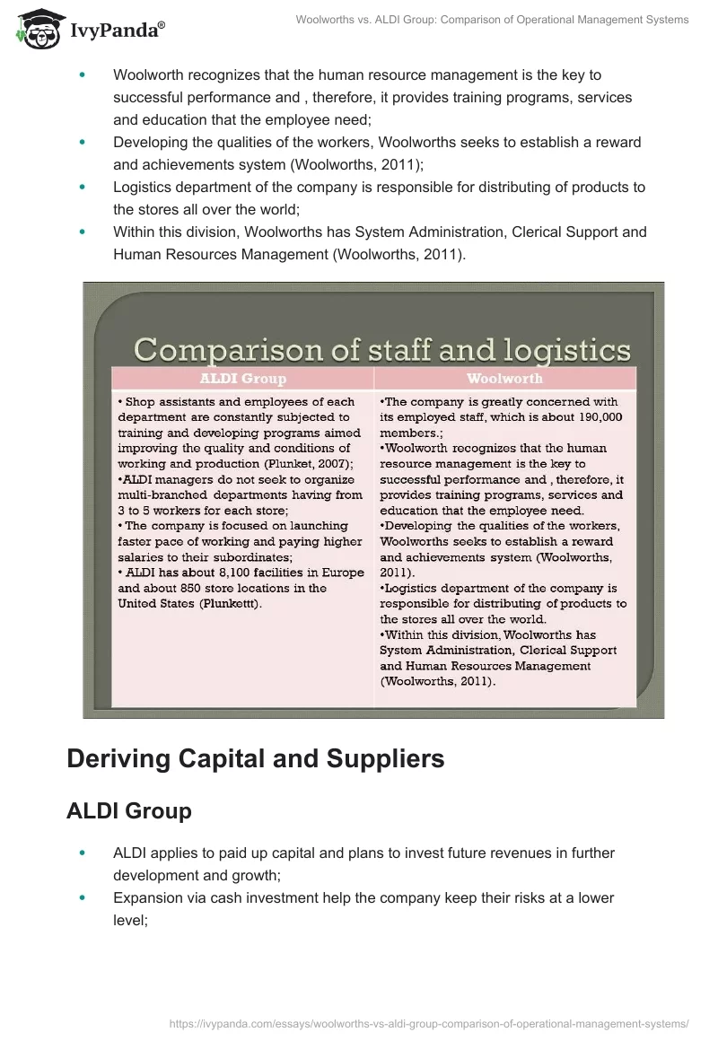Woolworths vs. ALDI Group: Comparison of Operational Management Systems. Page 3