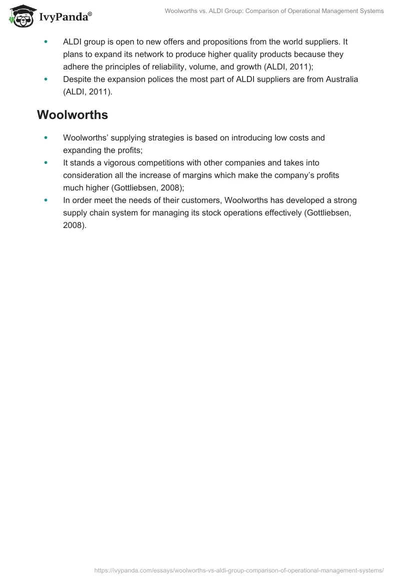 Woolworths vs. ALDI Group: Comparison of Operational Management Systems. Page 4