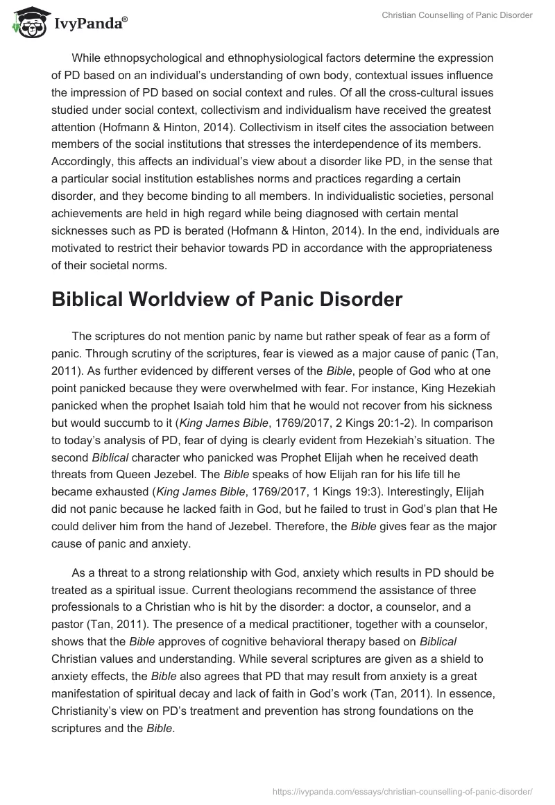 Christian Counselling of Panic Disorder. Page 5