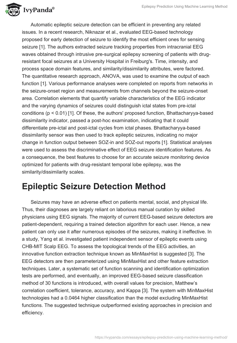 Epilepsy Prediction Using Machine Learning Method. Page 2
