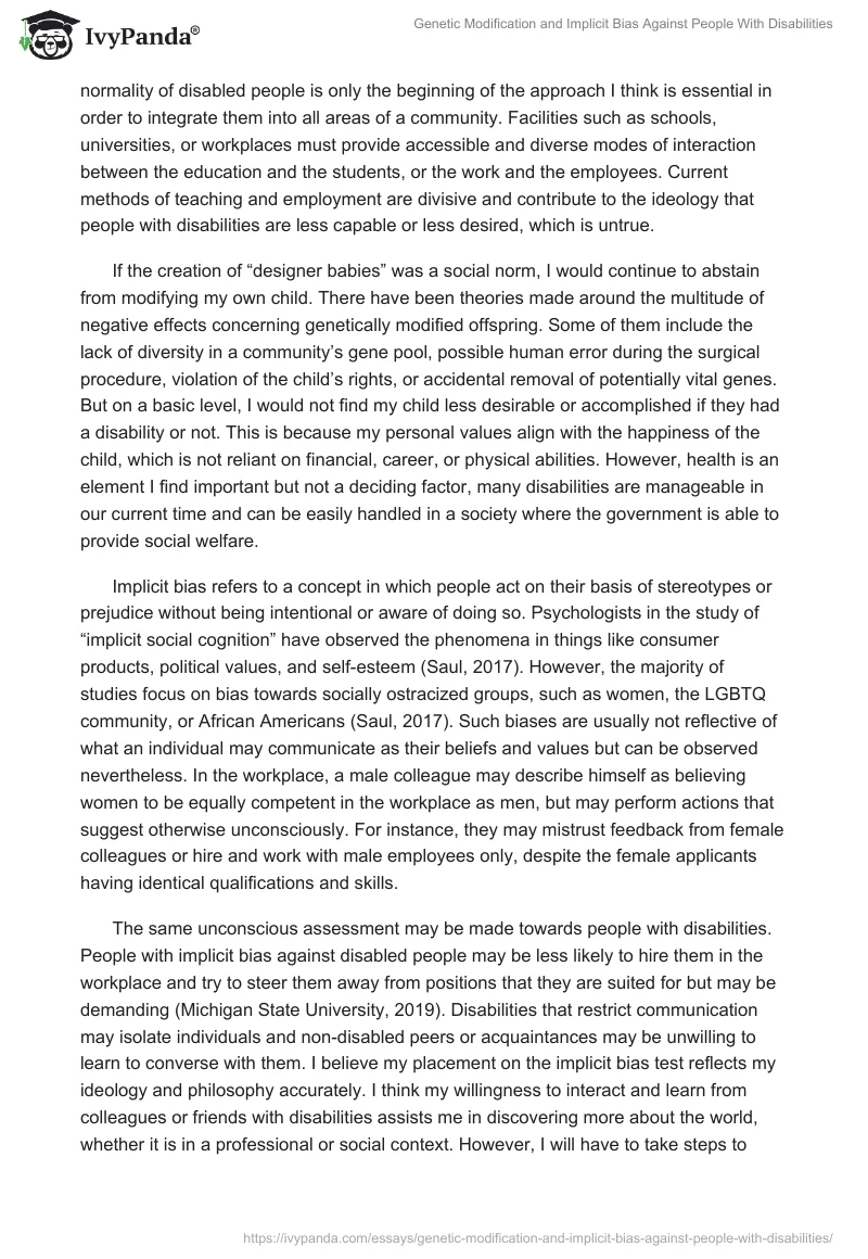 Genetic Modification and Implicit Bias Against People With Disabilities. Page 2