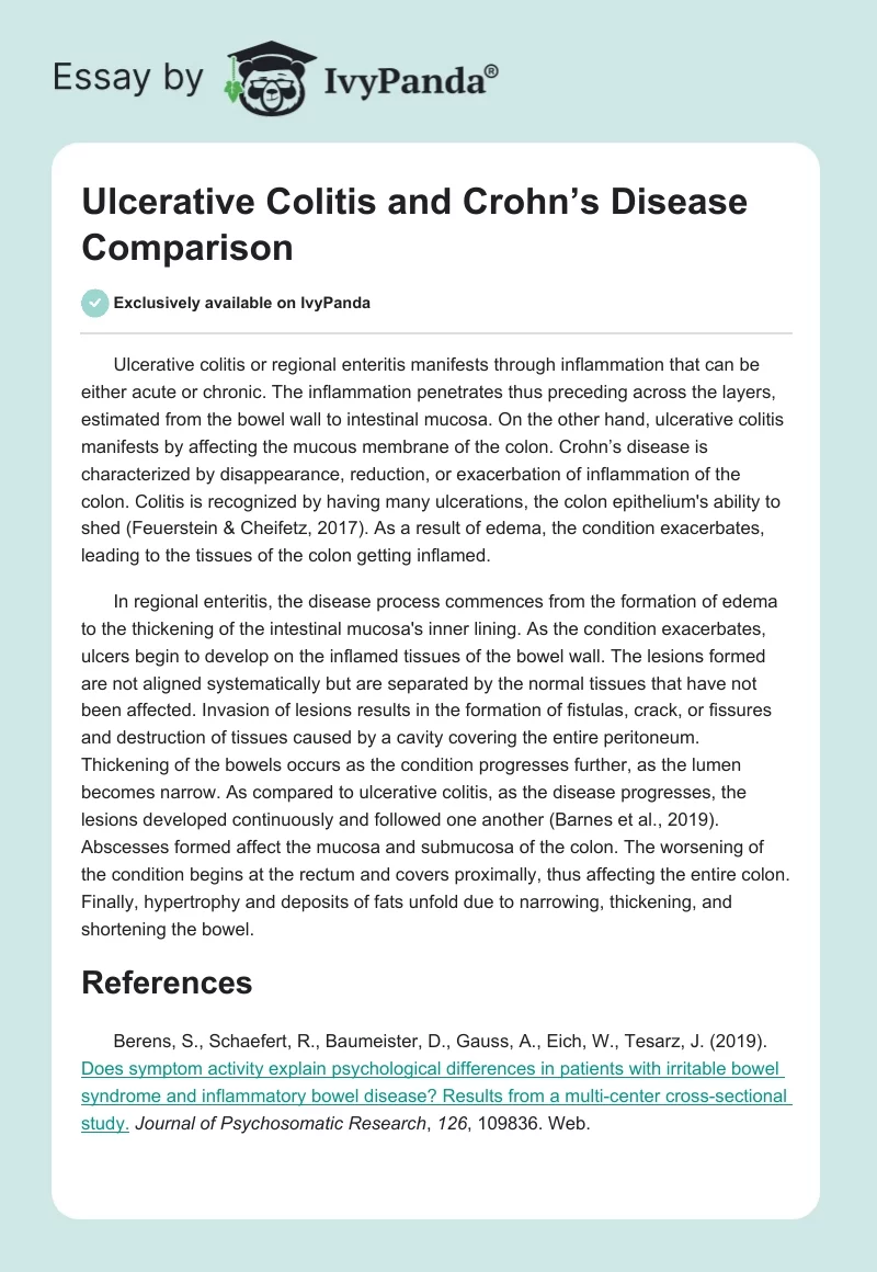 Ulcerative Colitis and Crohn’s Disease Comparison. Page 1