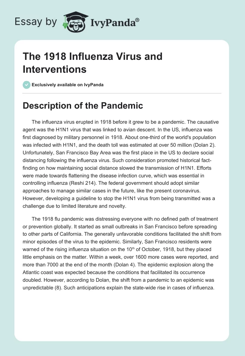 The 1918 Influenza Virus and Interventions. Page 1