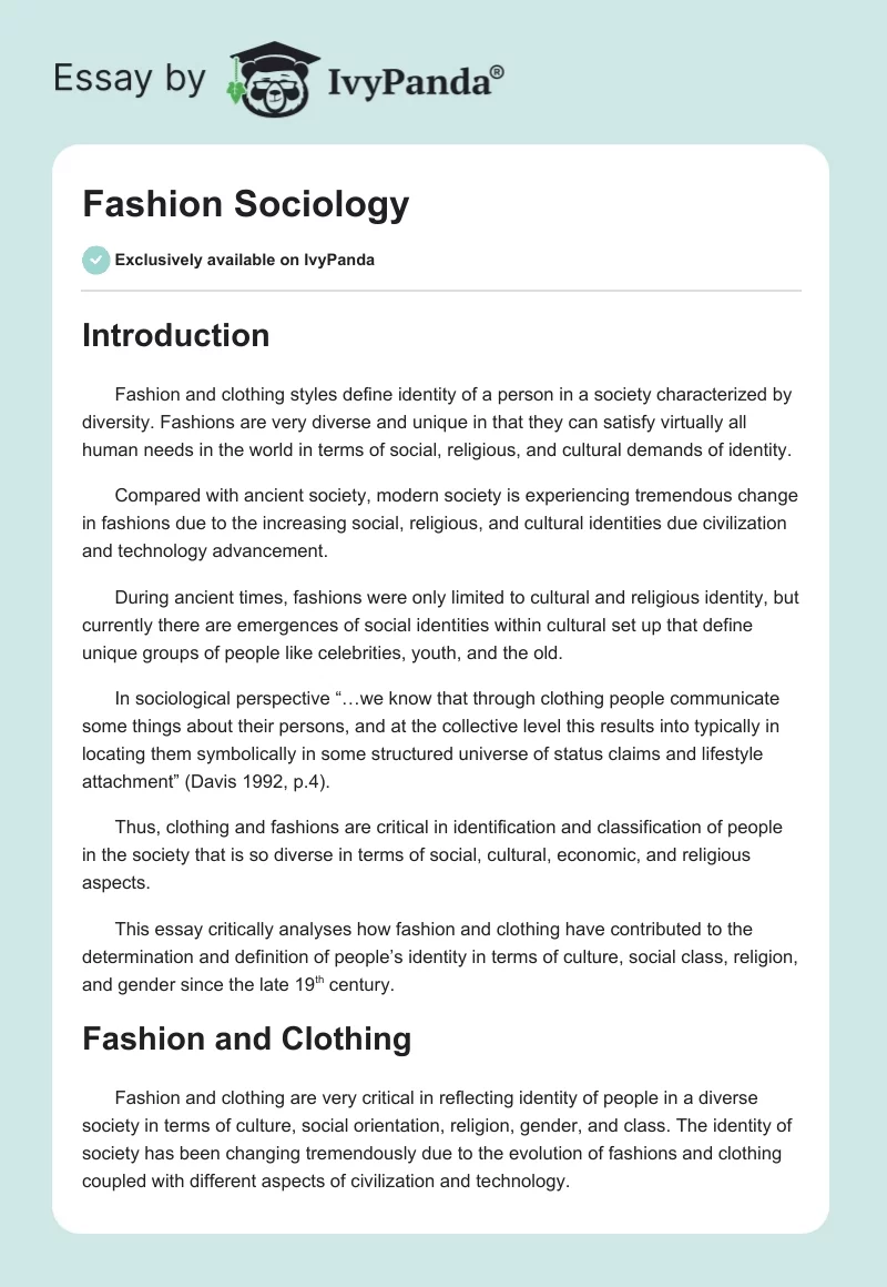 Fashion Sociology. Page 1