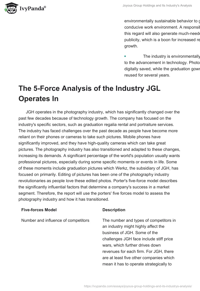 Joyous Group Holdings and Its Industry's Analysis. Page 4