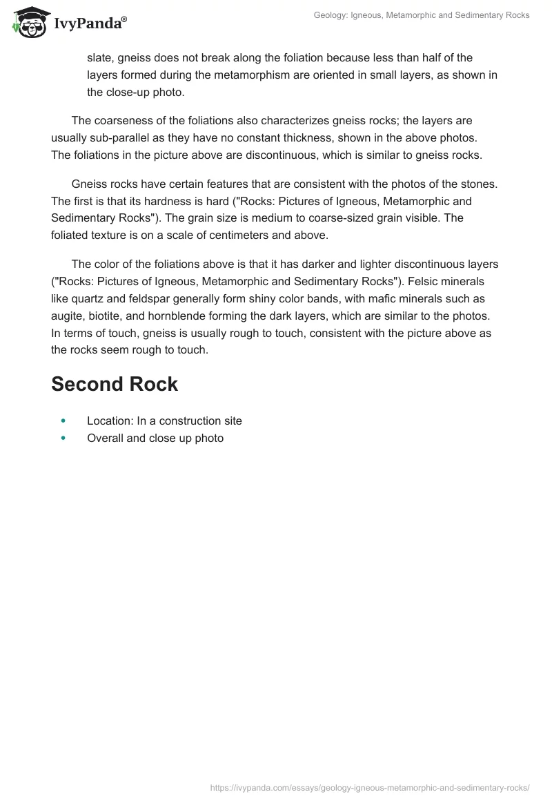 Geology: Igneous, Metamorphic and Sedimentary Rocks. Page 3