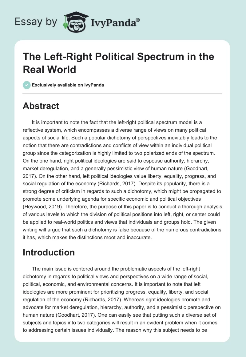 The Left-Right Political Spectrum in the Real World. Page 1