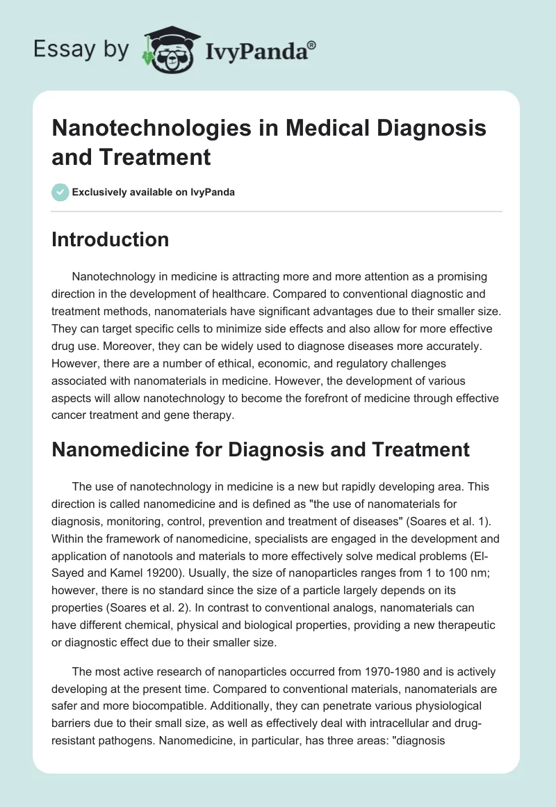 Nanotechnologies in Medical Diagnosis and Treatment. Page 1