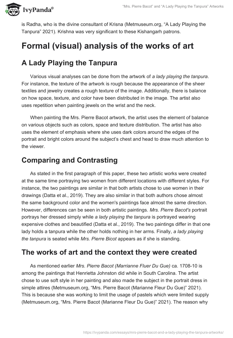 “Mrs. Pierre Bacot” and “A Lady Playing the Tanpura” Artworks. Page 3
