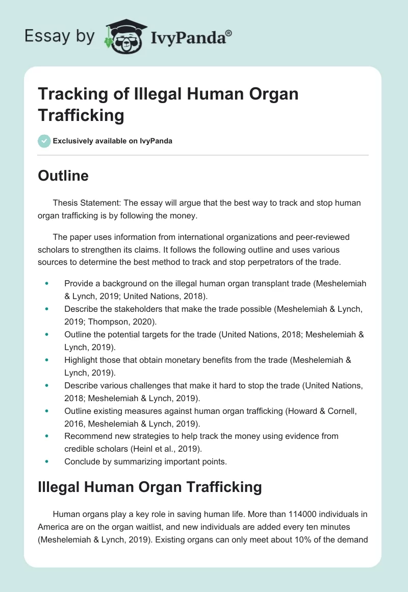 Tracking of Illegal Human Organ Trafficking. Page 1