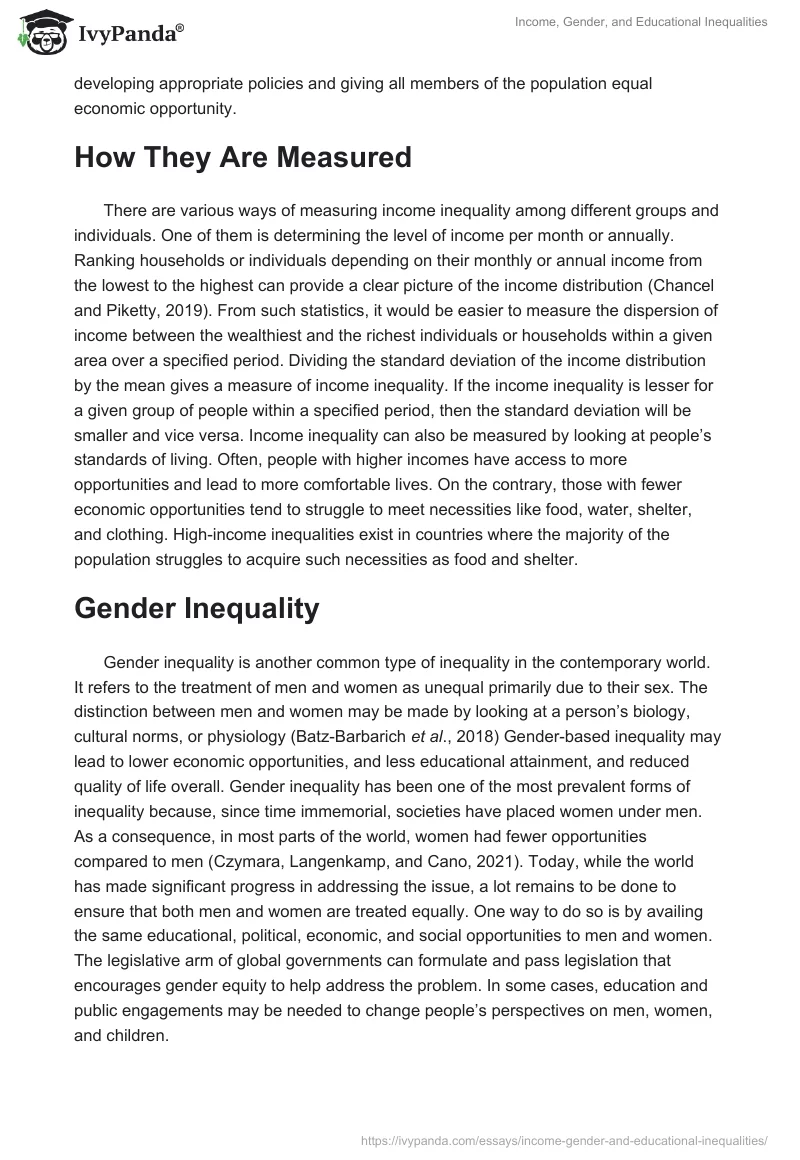 Income, Gender, and Educational Inequalities. Page 3
