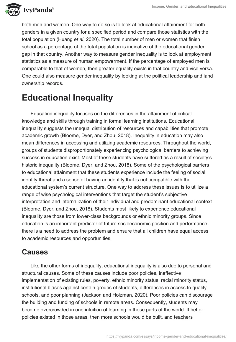 Income, Gender, and Educational Inequalities. Page 5