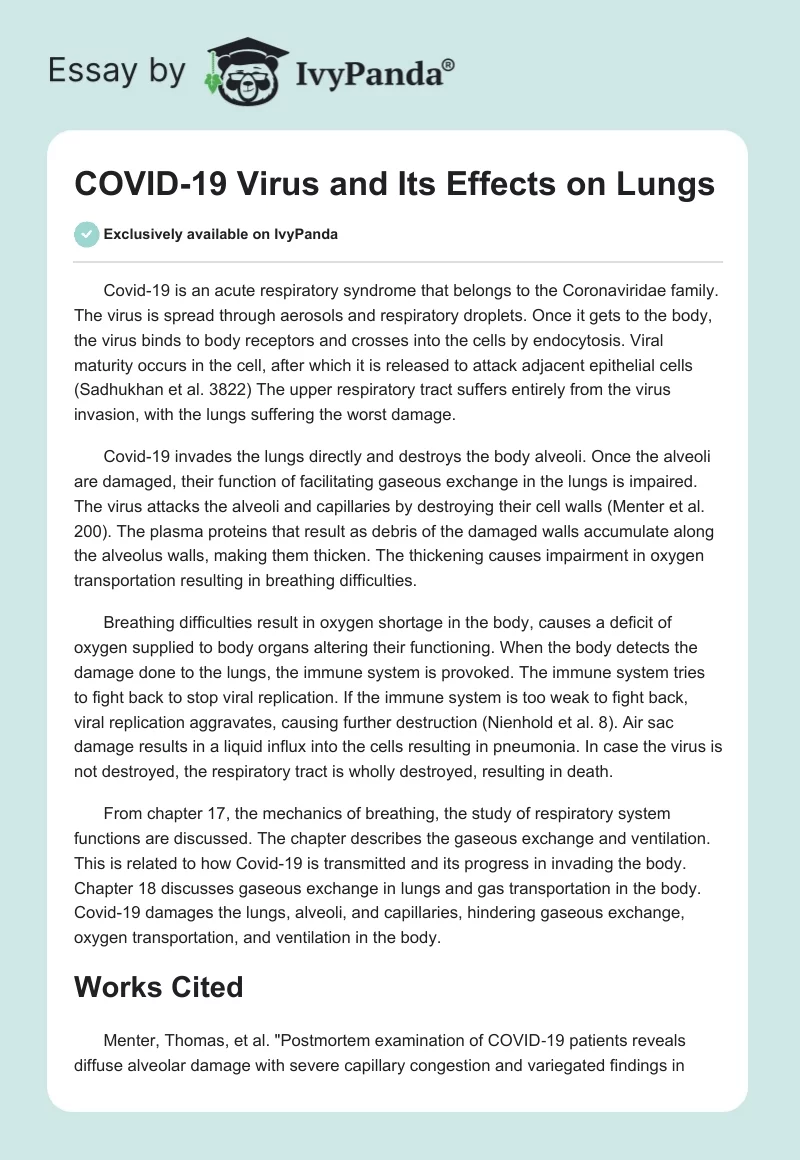 COVID-19 Virus and Its Effects on Lungs. Page 1