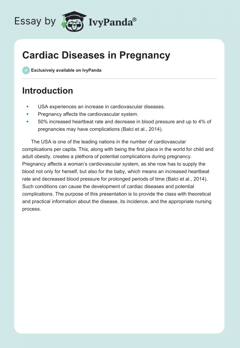 Cardiac Diseases in Pregnancy. Page 1