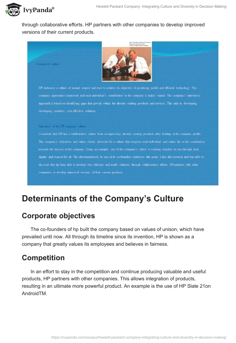 Hewlett Packard Company: Integrating Culture and Diversity in Decision Making. Page 3
