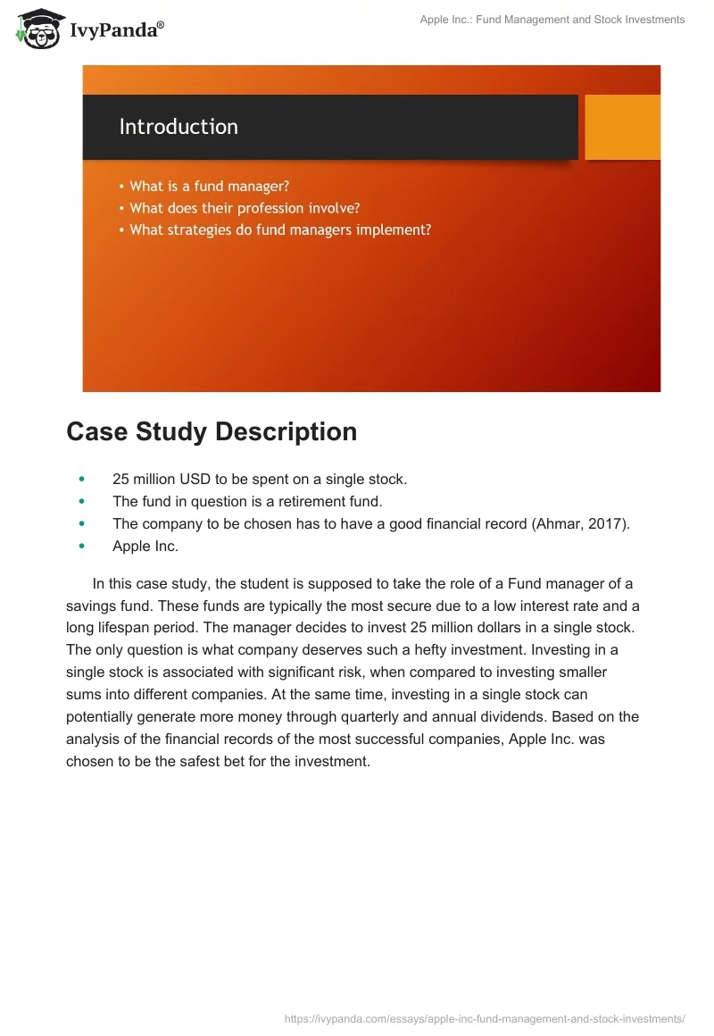Apple Inc.: Fund Management and Stock Investments. Page 2