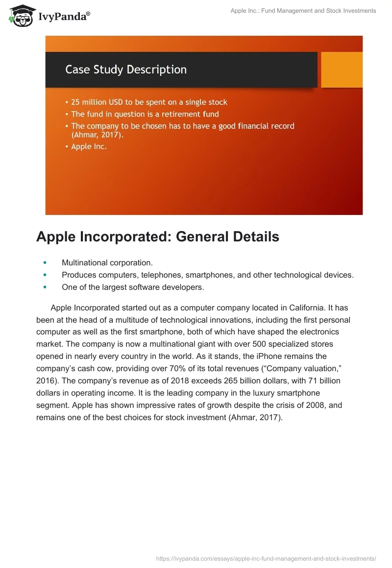 Apple Inc.: Fund Management and Stock Investments. Page 3