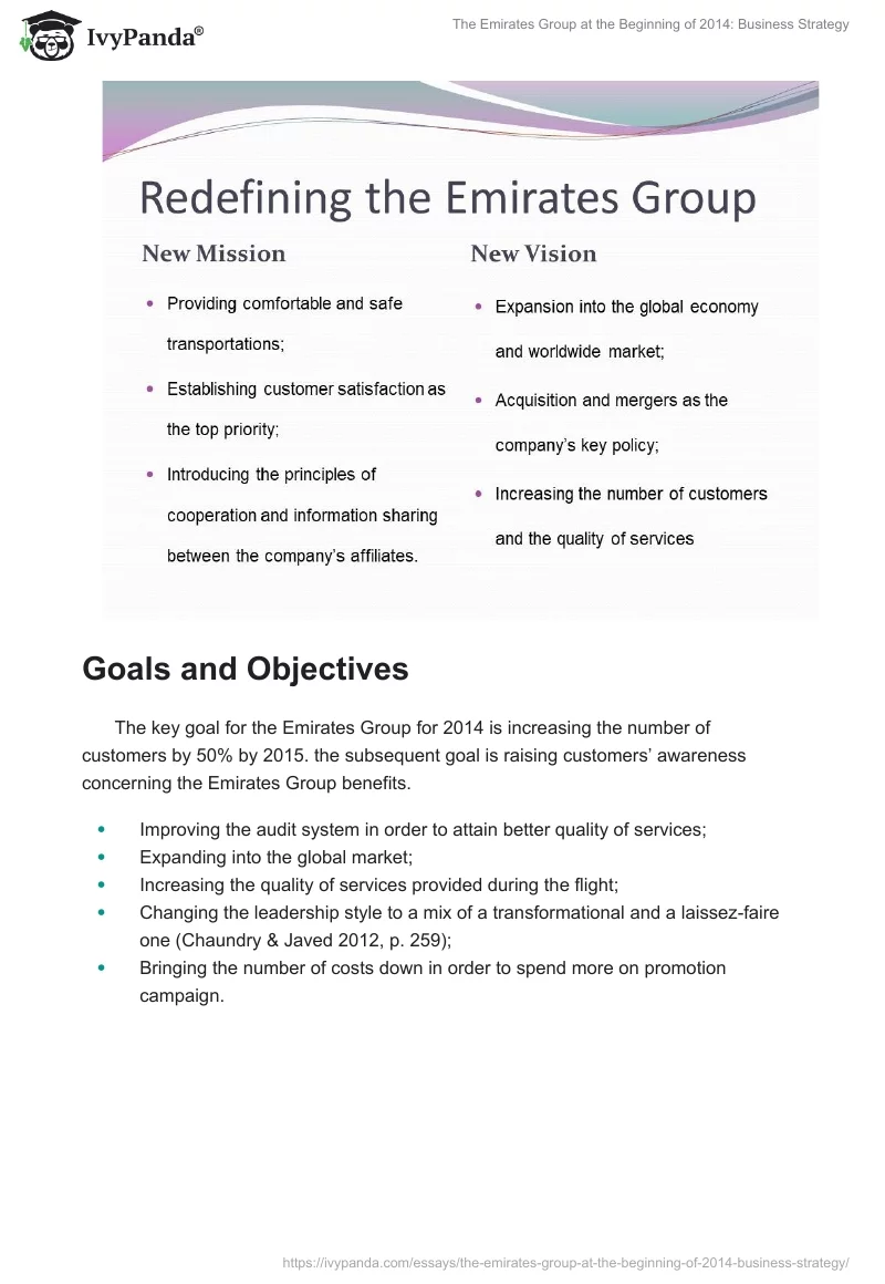 The Emirates Group at the Beginning of 2014: Business Strategy. Page 2