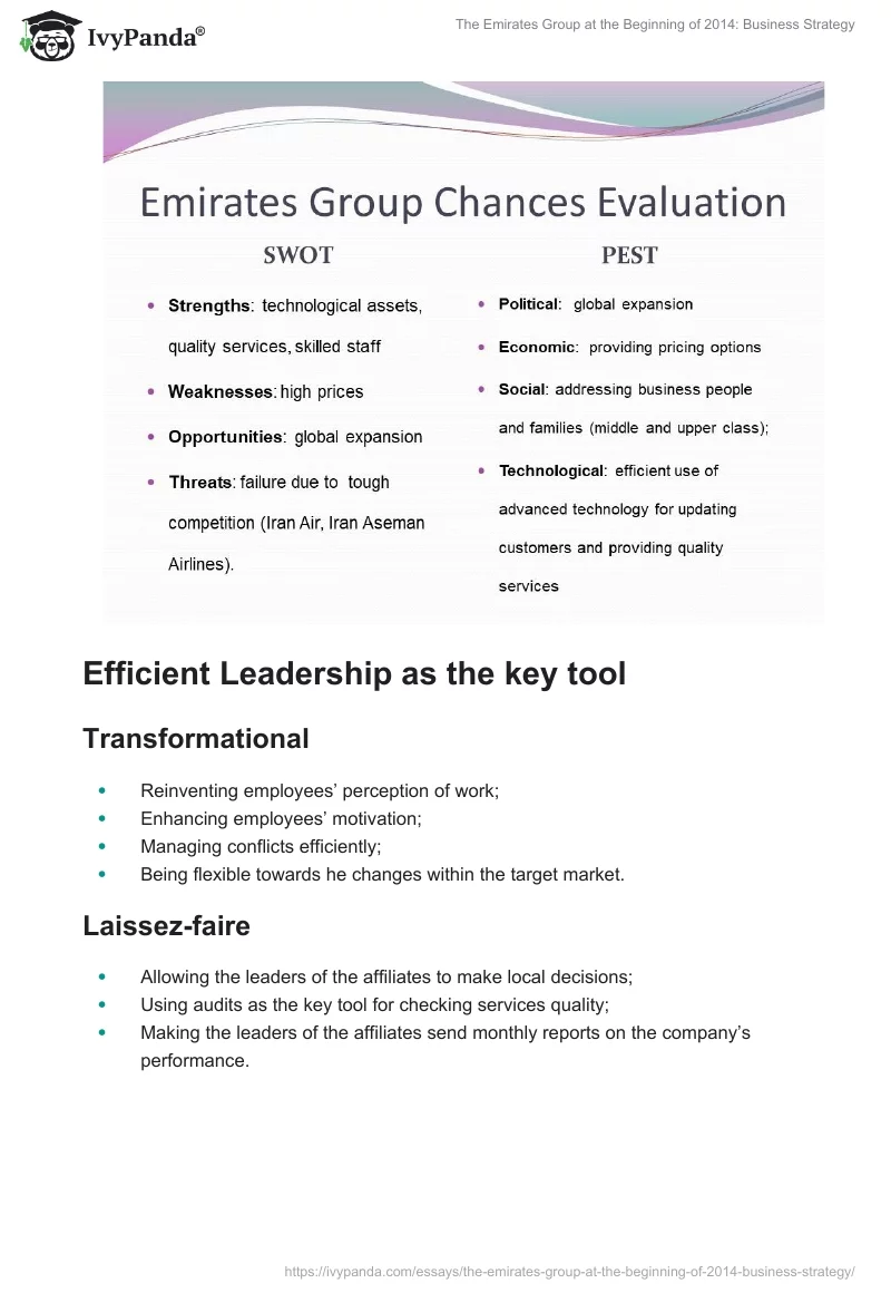 The Emirates Group at the Beginning of 2014: Business Strategy. Page 5