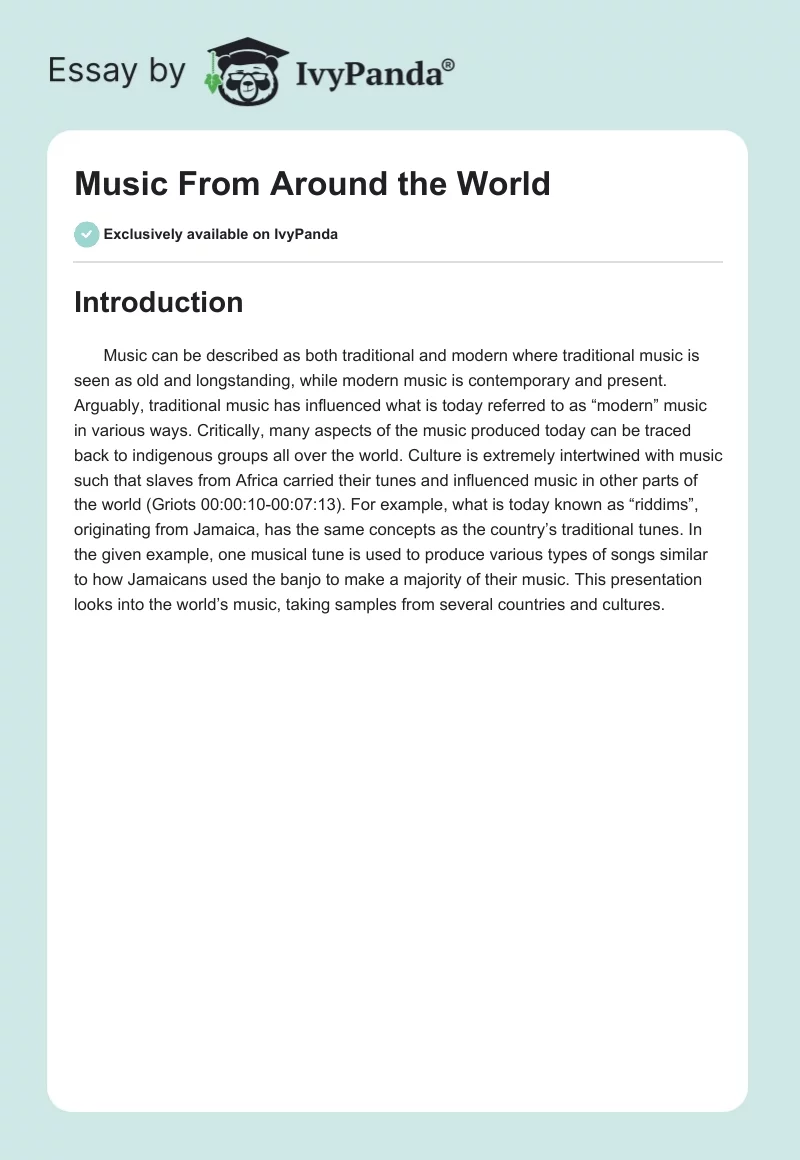 Music From Around the World. Page 1